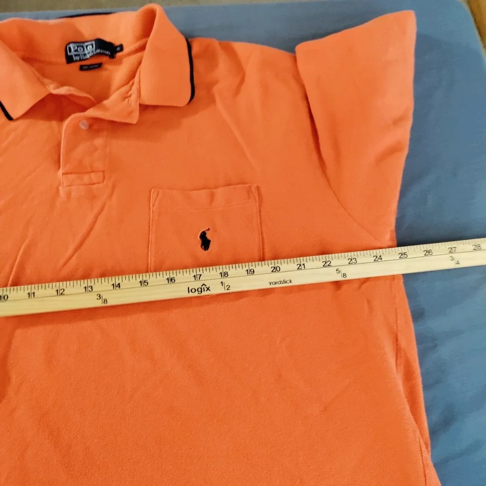Polo Ralph Lauren Orange/*Navy Trim XL Golf Athletic‎ Beach Travel Stretch Shirt